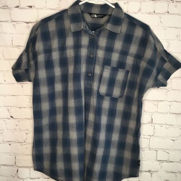 The North Face Tanami Women's Blue Plaid Short Sleeve 1/2 Button Front Shirt  SP - Picture 4 of 7